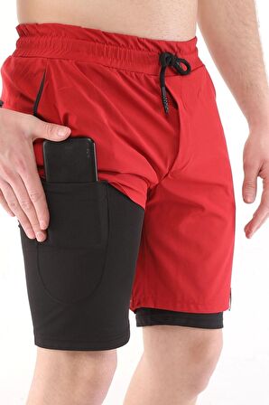 Ghassy Co. Erkek Running Hızlı Kuruma Antrenman  Fitness Kısa Taytlı Şort 