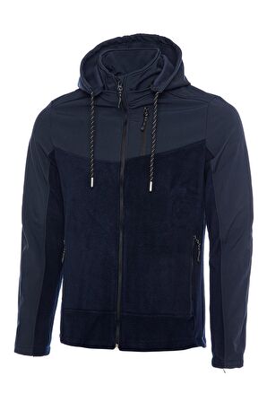 Ghassy Co. Erkek Çıkarılabilir Kapşonlu Softshell Polar Garnili Spor Mont