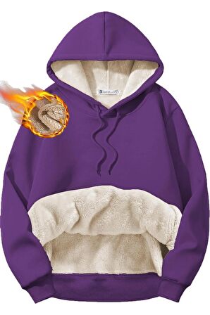 Ghassy Co. Erkek Ultra Termal Kapüşonlu Sherpa Astarlı Kanguru Cepli Sweatshirt