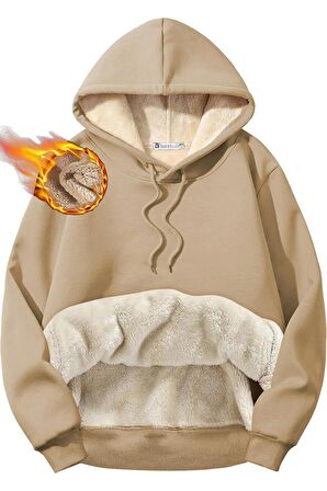 Ghassy Co. Erkek Ultra Termal Kapüşonlu Sherpa Astarlı Kanguru Cepli Sweatshirt