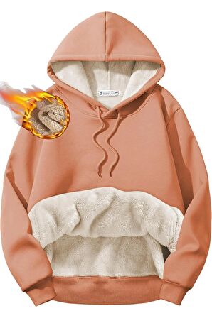 Ghassy Co. Erkek Ultra Termal Kapüşonlu Sherpa Astarlı Kanguru Cepli Sweatshirt