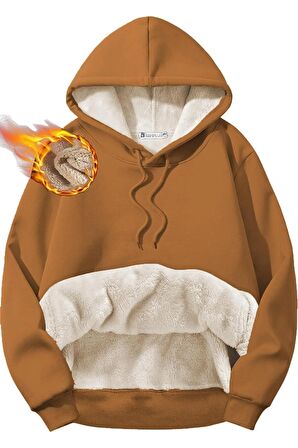 Ghassy Co. Erkek Ultra Termal Kapüşonlu Sherpa Astarlı Kanguru Cepli Sweatshirt