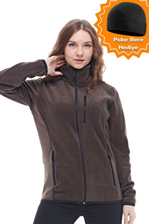 Ghassy Co. Kadın Tam Fermuarlı Kalın Outdoor Polar Ceket 