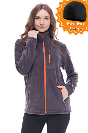 Ghassy Co. Kadın Tam Fermuarlı Kalın Outdoor Polar Ceket 