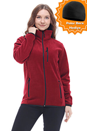 Ghassy Co. Kadın Tam Fermuarlı Kalın Outdoor Polar Ceket 