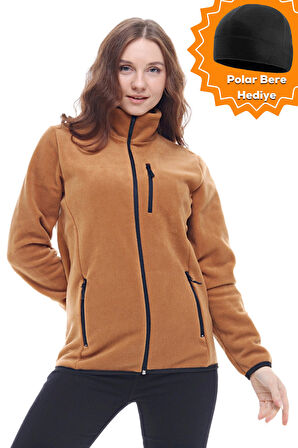 Ghassy Co. Kadın Tam Fermuarlı Kalın Outdoor Polar Ceket 
