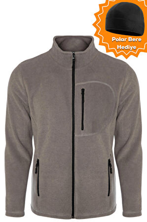 Ghassy Co. Erkek Pro Rüzgar Geçirmez 5 Cepli Outdoor Tam Fermuarlı Polar Ceket