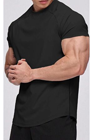 Ghassy Co. Erkek Running Sports Reglan Oval Kesim Penye T-shirt