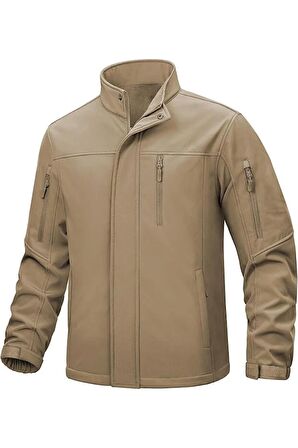 Ghassy Co. Erkek İçi Polarlı Dik Yaka Su ve Rüzgar Geçirmez Softshell Mont 