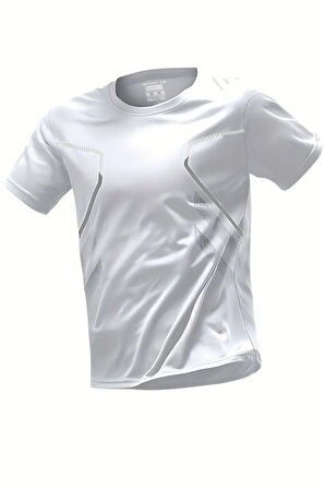 Ghassy Co. Erkek Ultra Esnek Nem Emici Vücut Geometrik Hızlı Kuruyan Hafif Spor T-shirt