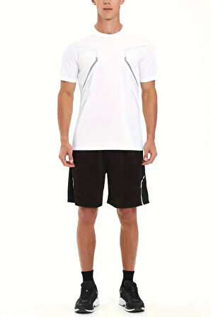 Ghassy Co. Erkek Ultra Esnek Nem Emici Vücut Geometrik Hızlı Kuruyan Hafif Spor T-shirt