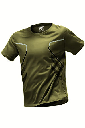 Ghassy Co. Erkek Ultra Esnek Nem Emici Vücut Geometrik Hızlı Kuruyan Hafif Spor T-shirt