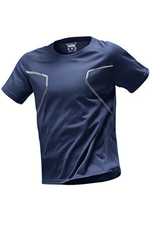 Ghassy Co. Erkek Ultra Esnek Nem Emici Vücut Geometrik Hızlı Kuruyan Hafif Spor T-shirt