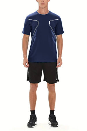 Ghassy Co. Erkek Ultra Esnek Nem Emici Vücut Geometrik Hızlı Kuruyan Hafif Spor T-shirt