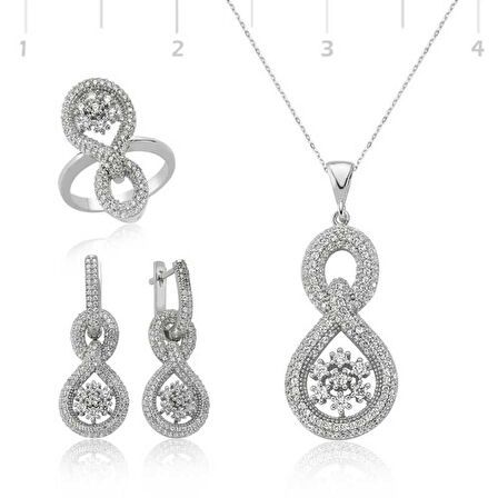 Gümüş Sonsuz Kar Tanesi Kadın Set