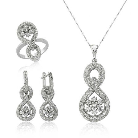 Gümüş Sonsuz Kar Tanesi Kadın Set