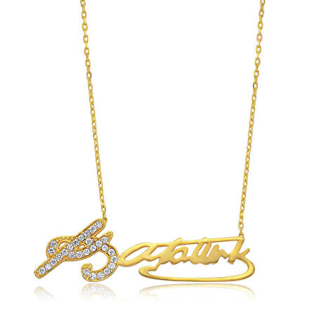 Gümüş Kemal Atatürk İmzalı Kadın Kolye