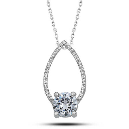 Gümüş Tektaş Damla Kadın Kolye