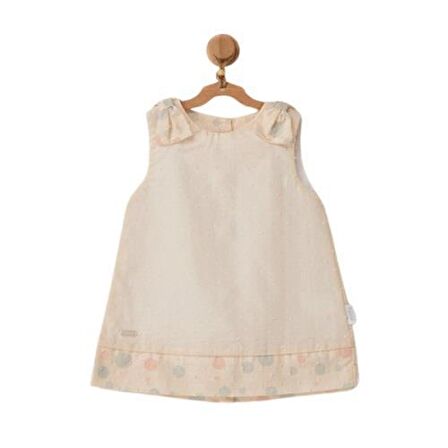 Andywawa AC22657 Pompom Vanilya Cream Bebek Elbise Ekru