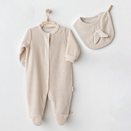 Bebek Tulum Takım Romper Bibs Set Velvet Happy Newyear AC25324