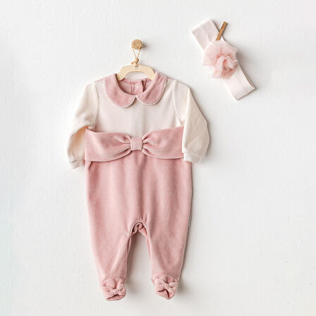 Kız Bebek Tulum Takım Romper Band Set Velvet Puppy Gazelle AC25043