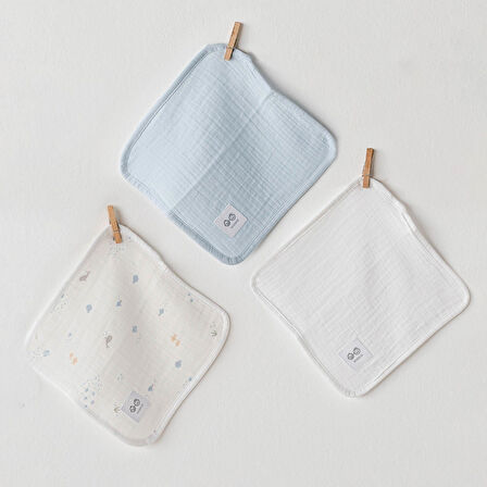 Erkek Bebek Ağiz Mendili 3 Parça Washcloths 20x20