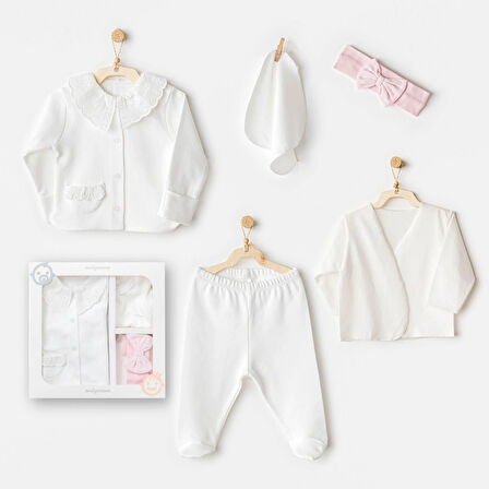 Kız Bebek Hastane Çikişi 5 Pcs Newborn Set Cuddly Bunny Bear AC25650