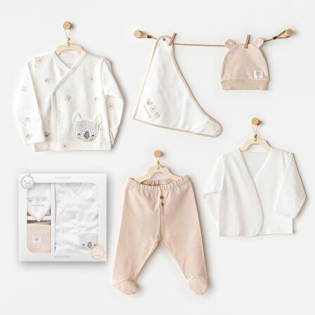 Erkek Bebek Hastane Çıkışı 5 Pcs Newborn Set Happy Animals AC25850
