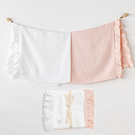 Kız Bebek Battaniye 2 Parça Blanket 85x90 Muslin Home