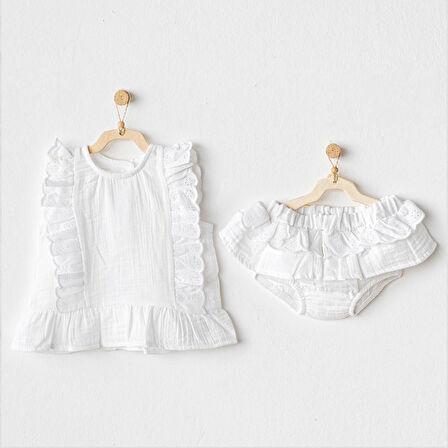 Kız Bebek Takım 2 Parça Set Muslin Home AC25888