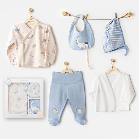 Erkek Bebek Hastane Çıkışı 5 Pcs Newborn Set Dino AC25910