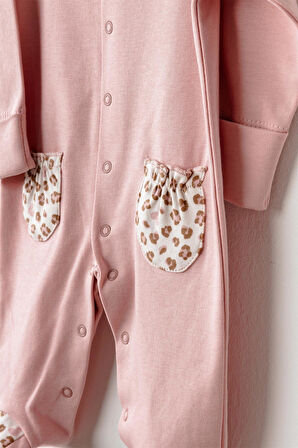 Andywawa Bebek Little Leopard Romper Tulum Pembe AC26240