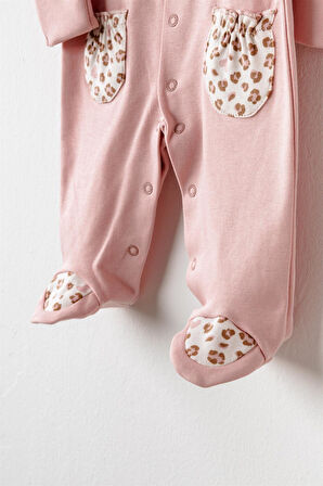 Andywawa Bebek Little Leopard Romper Tulum Pembe AC26240