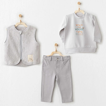 Andywawa AC26111 Hello Autumn 3`lü Takım Gri