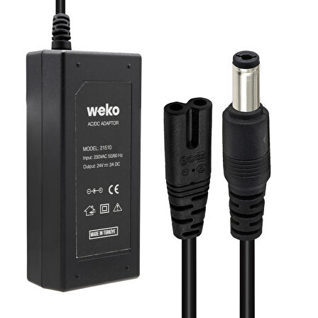 Ayt Weko 24 Volt 2 Amper 48 Watt Plastik Kasa Masaüstü Adaptör 5.5x2.5 Uçlu