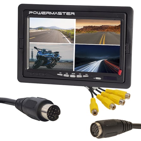 Powermaster 7 İnç Dijital Oto Monitör 4 e Bölünebilen Ekran Araç 4 Girişli Monitör Servis Ve Uzun Araç İçin