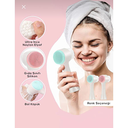 Keops Çift Taraflı Silikon Cilt Temizleme Fırçası Plastik