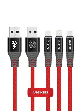 Beşiktaş Micro USB Hızlı Şarj Aleti Kırmızı