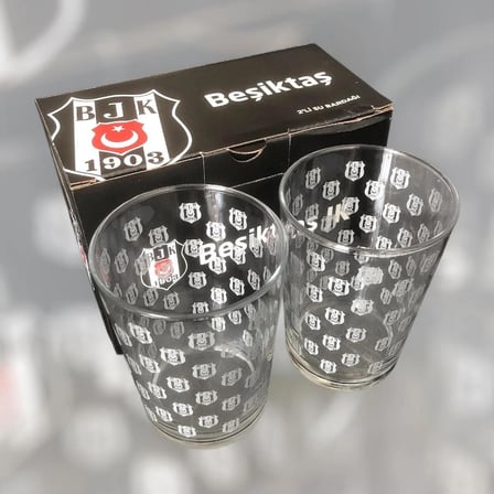 Beşiktaş Lisanslı 2'li Cam Su Bardağı 500 ml Şeffaf