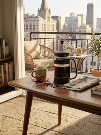 House More Sert Plastik Abs French Press - 400 ml Paslanmaz Çelik Filtreli Bitki Çayı ve Filtre Kahve Demliği