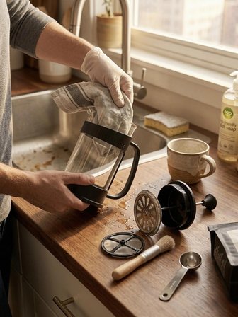 House More Sert Plastik Abs French Press - 400 ml Paslanmaz Çelik Filtreli Bitki Çayı ve Filtre Kahve Demliği