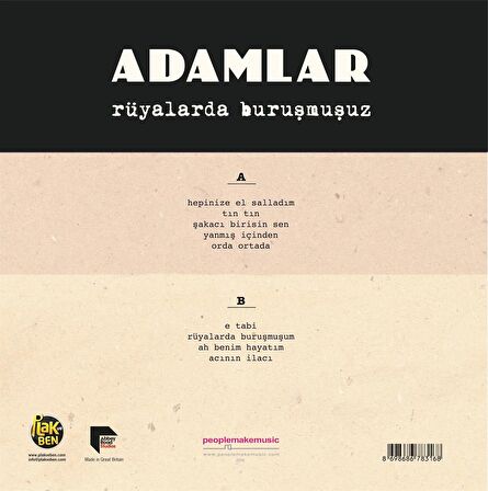 Adamlar - Rüyalarda Buruşmuşuz (Plak)  