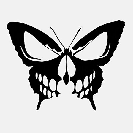 Kelebek kafatası çıkartması araba Sticker Siyah 17 CM