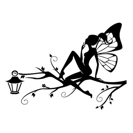 Kelebek kız ağac Araba Sticker yapıştırma Siyah 18 CM
