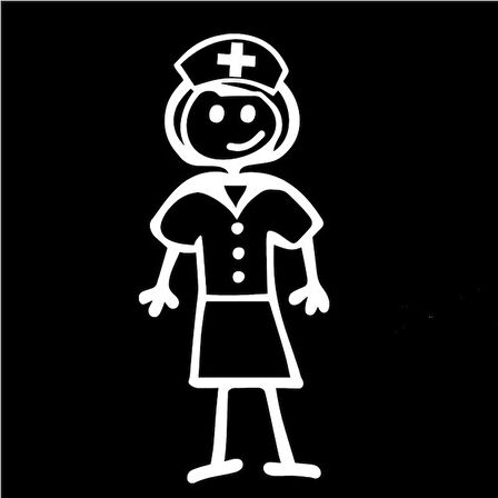 Komik hemşire gülen araba Sticker Yapıştırma Beyaz 18CM