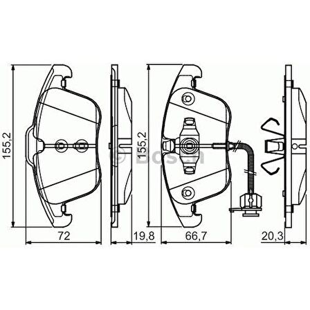 Bosch Fren Balatası Ön 155Mm A4 1.8 Tfsı 08