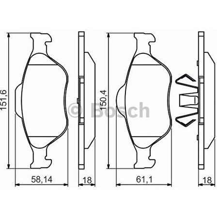 Bosch Fren Balatası Ön 150Mm Fıesta V 1.25 16V 03