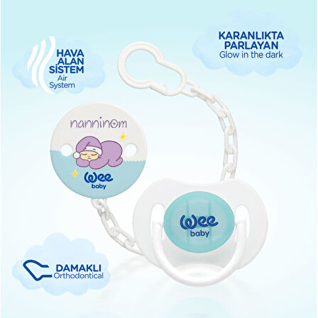 Wee Baby Nanninom Gece Emziği ve Emzik Askısı Seti​