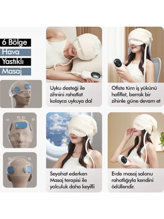 Missidea Relaxus Sıkmalı Ovmalı Isıtmalı Kafa Masaj Cihazı Şarjlı Akıllı Yoğurma Baş ve Göz Masaj Aleti