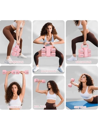 Missidea Relaxus Ayarlanabilir Pembe  Modüler Kettlebell ve Dambıl Seti 5 kg Ev Fitness ve Güç Antrenman